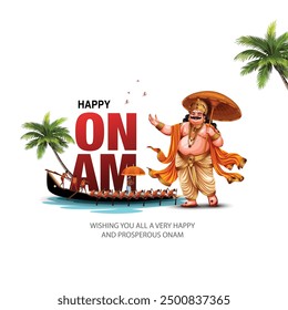 New Kerala festival happy onam with Indian white background, use for poster, leaflet , banner. abstract vector illustration design