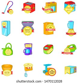 New kitchen icons set. Cartoon set of 16 new kitchen vector icons for web isolated on white background