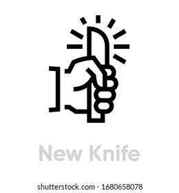 Icono de nuevo cuchillo. Vector de línea editable. Símbolo hombre con cuchillo en mano para sitio web y aplicación. Pictograma único.