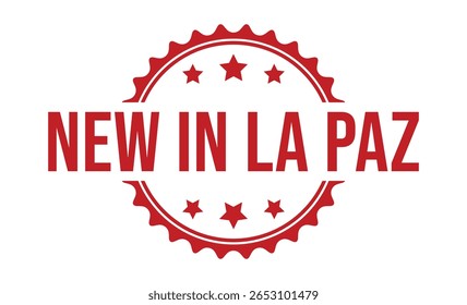 NEW IN LA PAZ Red rubber stamp on white background. NEW IN LA PAZ stamp sign. NEW IN LA PAZ stamp.