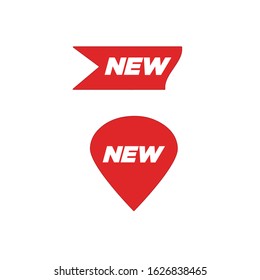 New Label collection set. Sale tags. Discount red ribbons, banners and icons. Shopping Tags. Sale icons. Red isolated on white background, vector illustration.