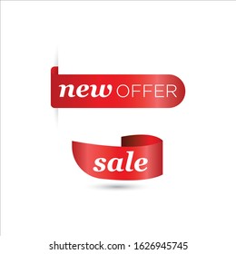 New Label collection set. Sale tags. Discount red ribbons, banners and icons. Shopping Tags. Sale icons. Red isolated on white background, vector illustration.