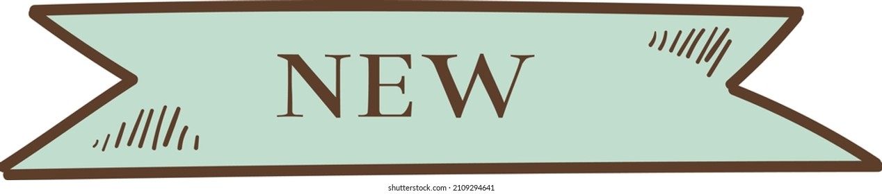 New label in flag shape. Vintage ribbon tag