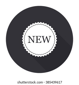 new label icon with long shadow - vector round button
