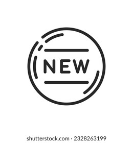 New Label Icon. Vector Linear Editable Sign of Sticker with Inscription 'NEW', Symbolizing Fresh Arrival, New Launch, and Recent Product Update.