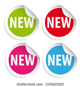 New label red round sticker vector