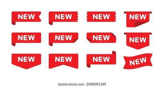 New label tags and stickers collection. Set of New labels. New arrival. Isolated on white. Vector illustration