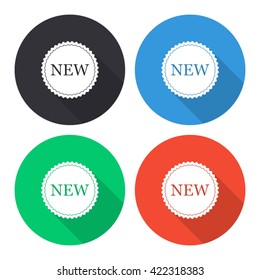 new label vector icon - colored round buttons with long shadow