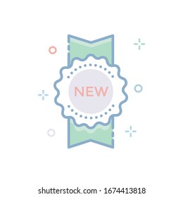 New Label Vector illustration. Filled Outline Color Icon.