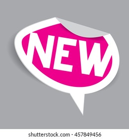 New Label. Vector Paper Oval Pink New Icon - Tag.