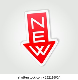 New label, vector red arrow stickers