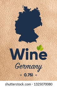New label for a wine bottle with a map of the manufacturer Germany. Template for your modern design. Minimalism style. Vector illustration