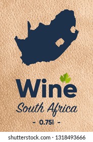 New label for a wine bottle with a South Africa producer card. Template for your modern design. Minimalism style. Vector illustration