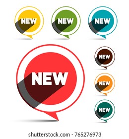 New Labels. Circle Label Isolated on White Background.