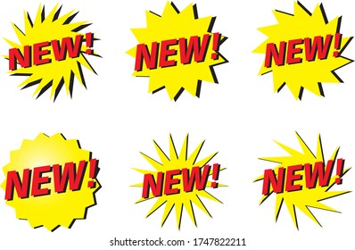 "New" labels for product for store or sale. Vector icon.