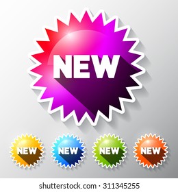New Labels Set. Colorful Vector Stickers - Paper Tags.