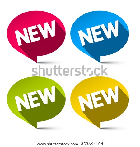New Labels Set - Vector Colorful Ovals Tags Isolated on White Background