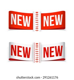 New labels. Vector isolated illustration on white background.