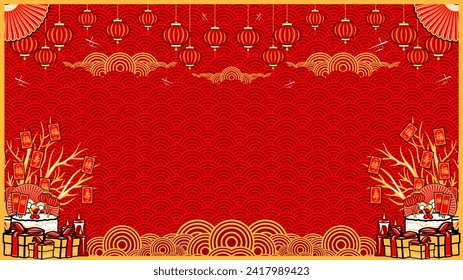 new landscape chinese lunar new year background, cool and elegant background lunar new year landscape vector
translation : wealth or good fortune, good luck wealth and long life for celebration