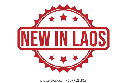 NEW IN LAOS Red rubber stamp on white background. NEW IN LAOS stamp sign. NEW IN LAOS stamp.