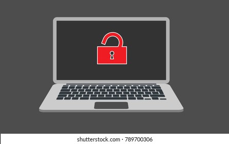 New laptop vector with padlock icon on the screen