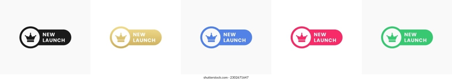 New launch label vector or New launch sign vector isolated in flat style. Simple New launch label for packaging design element. New launch sign vector for your product design element.