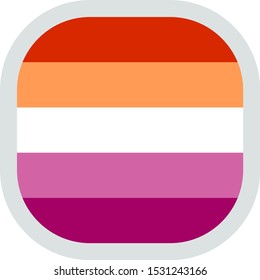 New Lesbian pride flag created in 2018, rounded square shape icon on white background, vector illustration