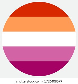 New Lesbian pride flag created in 2018, round shape icon on white background
