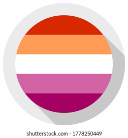 New Lesbian pride flag created in 2018, round shape icon on white background