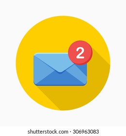 New letter notice icon, vector illustration. Flat design style with long shadow,eps10