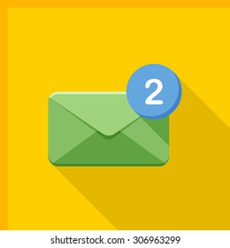 New letter notice icon, vector illustration. Flat design style with long shadow,eps10