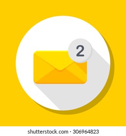 New letter notice icon, vector illustration. Flat design style with long shadow,eps10