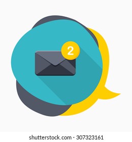 New letter notice icon, vector illustration. Flat design style with long shadow,eps10