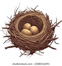 Nueva celebración de la vida nido de aves sostiene huevos aislados