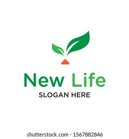 New Life Concept Logo Design Template, Abstract green leaf logo icon vector design. Plant design, garden, leaf, nature and ecology vector logo