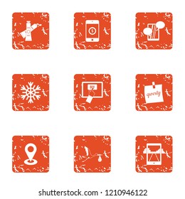 New life icons set. Grunge set of 9 new life vector icons for web isolated on white background