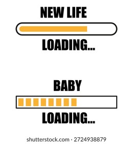 New life loading. Baby progress status. Expecting parent Vector. Pregnancy announcement message. EPS 10.