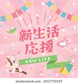 New lifestyle support campaign vector poster.
In Japanese it is written "New lifestyle" "support".