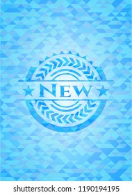 New light blue emblem with triangle mosaic background