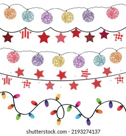 New Light Bulbs Collection. Set of Christmas lights for Xmas holiday greeting card design.