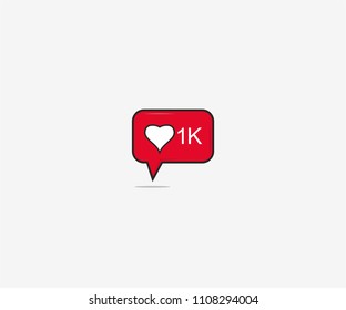 New Like 1K Notification Vector Illustration