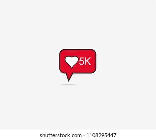 New Like 5K Notification Vector Illustration