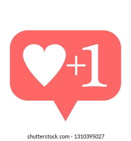 New Like illustration. Plus One Heart vector Icon
