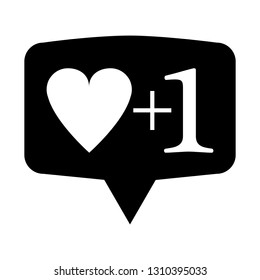 New Like illustration. Plus One Heart vector Icon