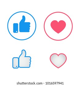 New like and love icons of Empathetic Emoji Reactions, printed on paper.Vector social media Illustration 