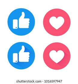 New like and love icons of Empathetic Emoji Reactions, printed on paper.Vector social media Illustration 