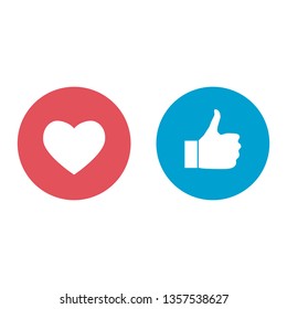 New like and love icons of Empathetic Emoji Reactions, printed on paper.Vector social media Illustration