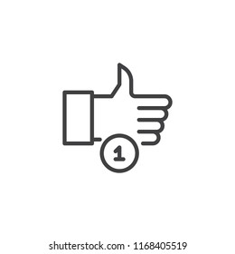 New like notification outline icon. linear style sign for mobile concept and web design. Thumbs up, like simple line vector icon. Symbol, logo illustration. Pixel perfect vector graphics