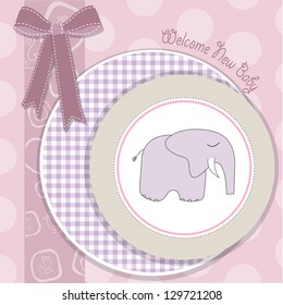 new little girl arrived, shower card with little pink elephant