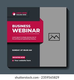 New live business webinar Conference invitation and social media post template design for Marketing Strategies Abstract background Business webinar